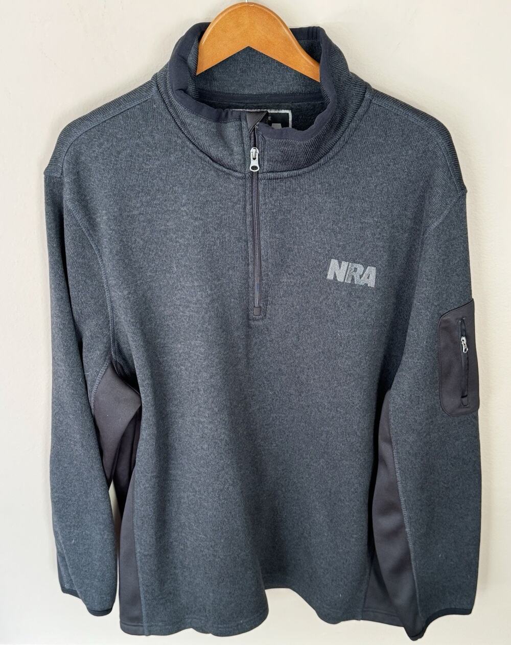 NRA National Rifle Association 2XL 1/4 Zip Gray Pullover Jacket Sweater Patriot